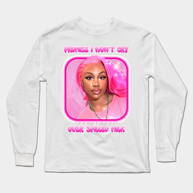 SZA - Promise I Won't Cry Over Spilled Milk - Vintage - Pink Long Sleeve T-Shirt by GFXbyMillust